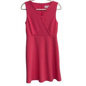 Elle Size 4 Scalloped Fit and Flare Dress Textured Sleeveless